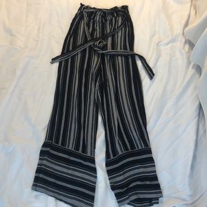Black/Gray Striped Flowing Pants